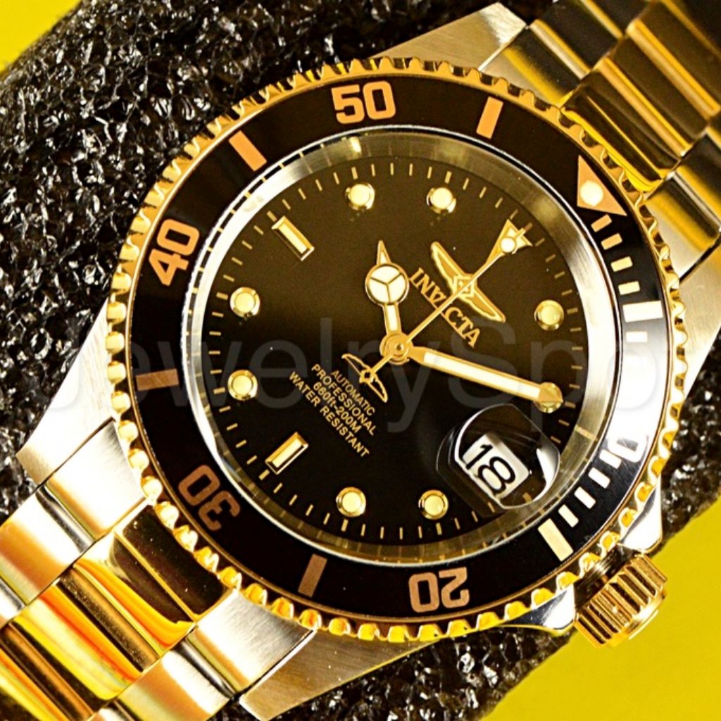 New Invicta Pro Diver 40mm Black Dial TwoTone Bracelet Automatic Watch